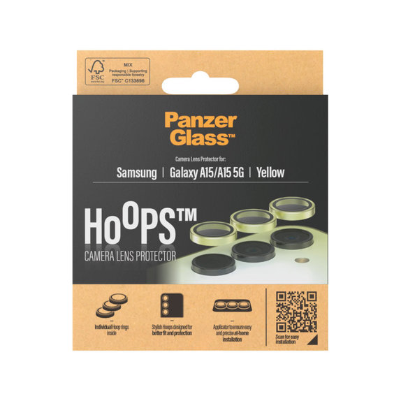 Camera Lens Protector Hoops for Samsung A15/A15 5G, Yellow, PanzerGlass