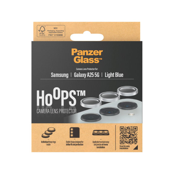 Camera Lens Protector Hoops for Samsung A25 5G, Light Blue, PanzerGlass
