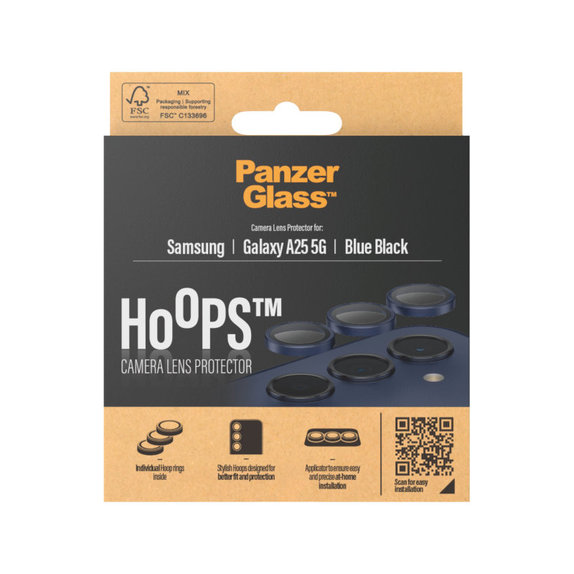 Camera Lens Protector Hoops for Samsung A25 5G, Blue/Black, PanzerGlass
