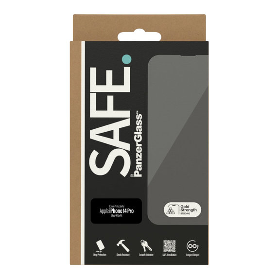 Tempered Glass Case Friendly UWF for iPhone 14 Pro, Black, SAFE