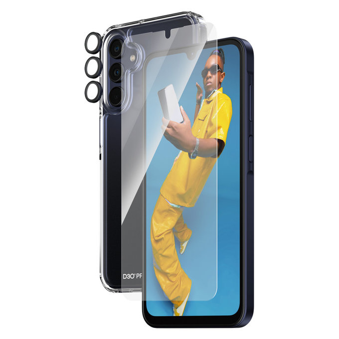 Bundle Hoops + Tempered Glass UWF + Hard Case D3O for Samsung Galaxy A15/A15 5G, PanzerGlass