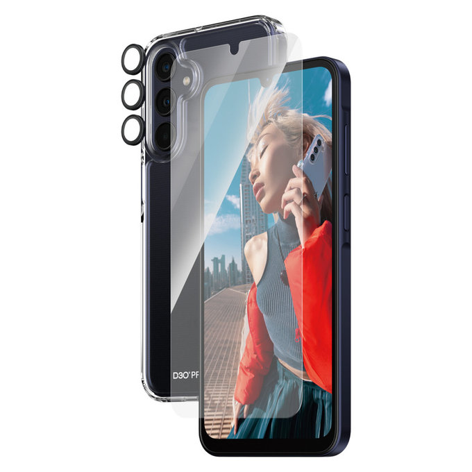 Bundle Hoops + Tempered Glass UWF + Hard Case D3O for Samsung Galaxy A25 5G, Transparent, PanzerGlass