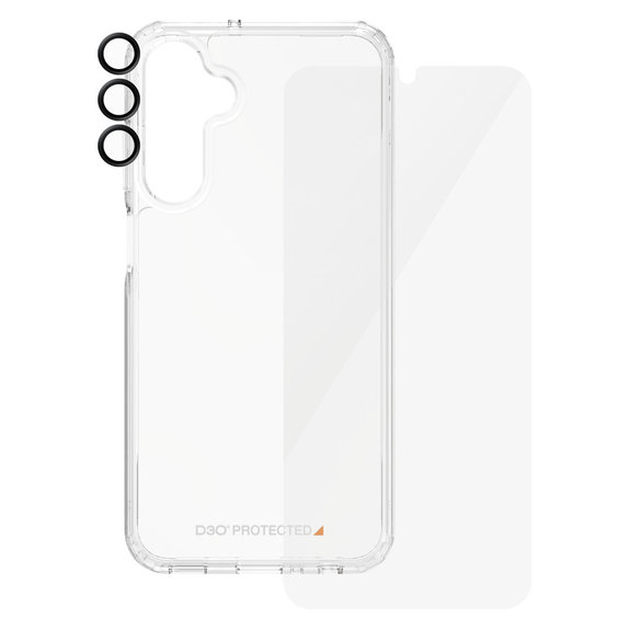 Bundle Hoops + Tempered Glass UWF + Hard Case D3O for Samsung Galaxy A25 5G, Transparent, PanzerGlass