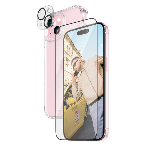 Bundle PicturePerfect + Tempered Glass UWF + Hard Case D3O for iPhone 15, PanzerGlass