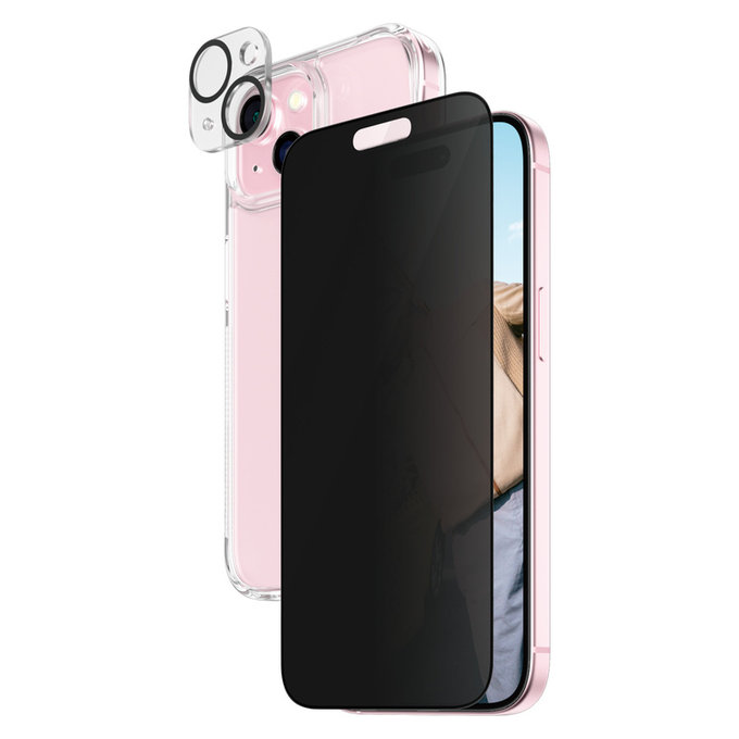 Bundle PicturePerfect + Tempered Glass UWF Privacy + Hard Case D3O for iPhone 15, PanzerGlass