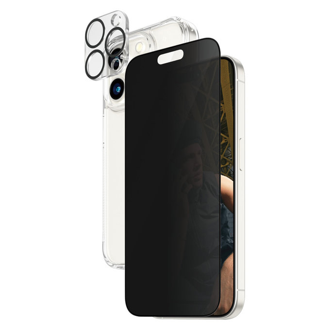 Bundle PicturePerfect + Tempered Glass UWF Privacy + Hard Case D3O for iPhone 15 Pro, PanzerGlass