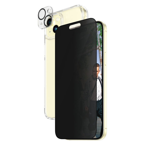 Bundle PicturePerfect + Tempered Glass UWF Privacy + Hard Case D3O for iPhone 15 Plus, PanzerGlass