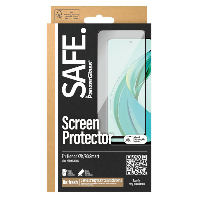 Tempered Glass UWF for Honor 90 Smart, Čierne, SAFE by PanzerGlass
