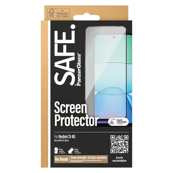 Tempered Glass UWF for Xiaomi Redmi 13 4G, Čierne, SAFE by PanzerGlass