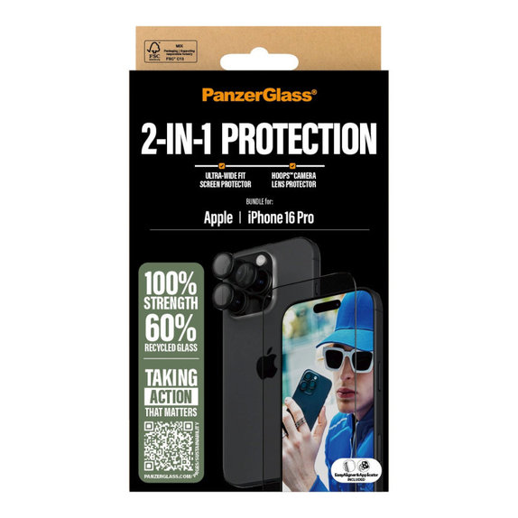 Bundle Hoops + UWF Tempered Glass for iPhone 16 Pro, PanzerGlass