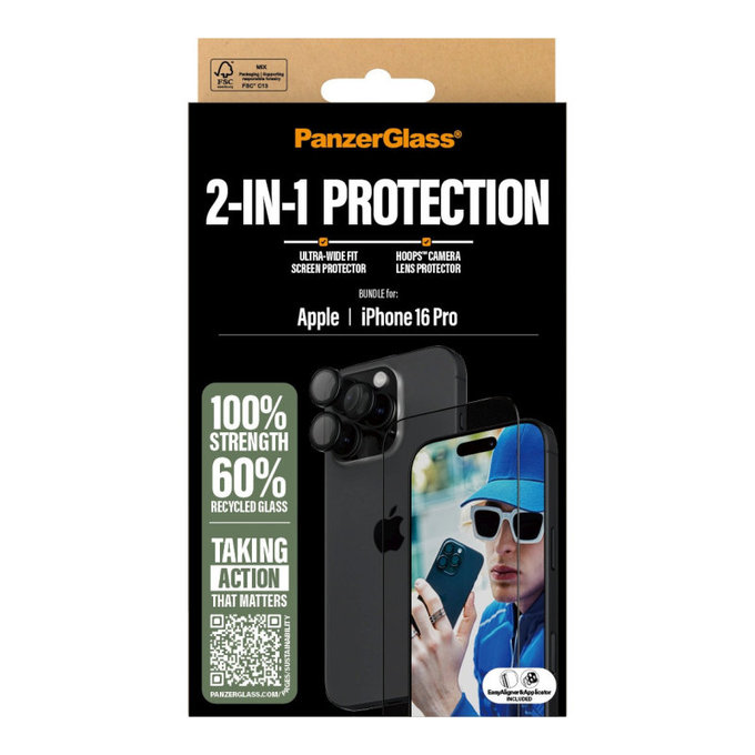 Bundle Hoops + UWF Tempered Glass for iPhone 16 Pro, PanzerGlass