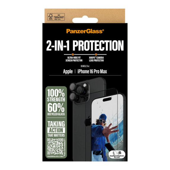 Bundle Hoops + UWF Tempered Glass for iPhone 16 Pro Max, PanzerGlass