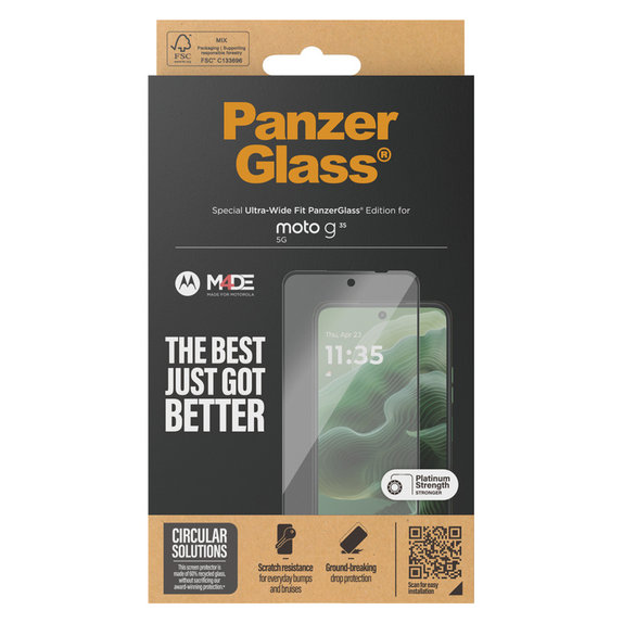 Tempered Glass UWF for Motorola Moto G35 5G, Black, PanzerGlass