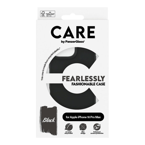 Fearlessly Case for iPhone 16 Pro Max, Black, CARE