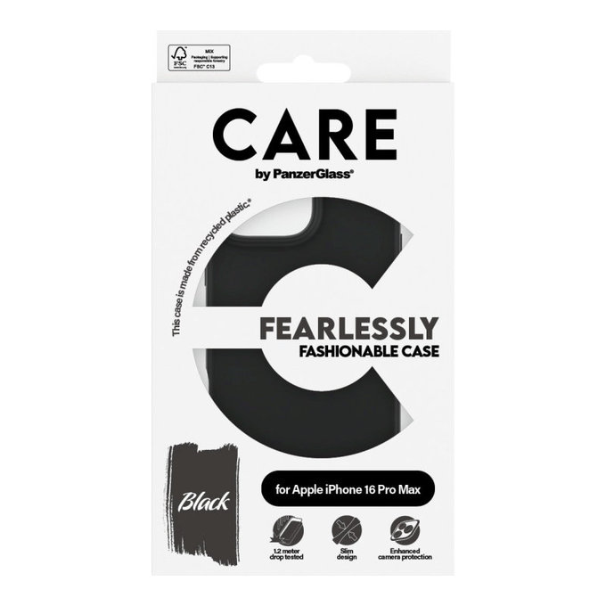 Fearlessly Case for iPhone 16 Pro Max, Black, CARE
