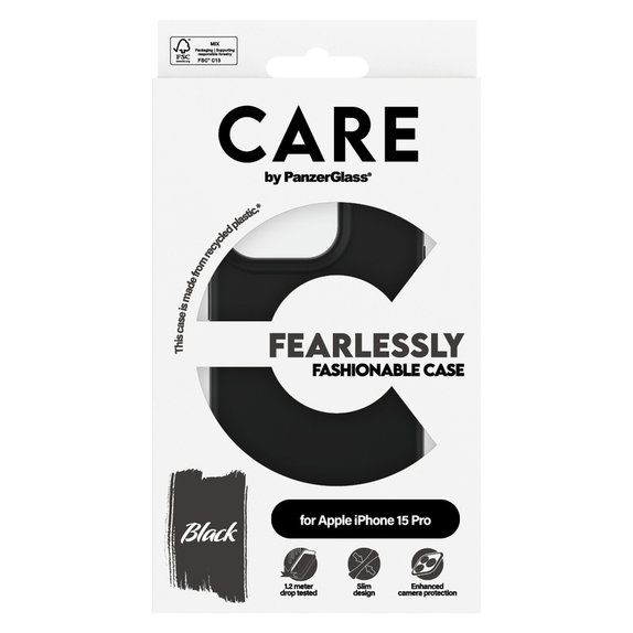 Case Fearlessly for iPhone 15 Pro, Black, PanzerGlass