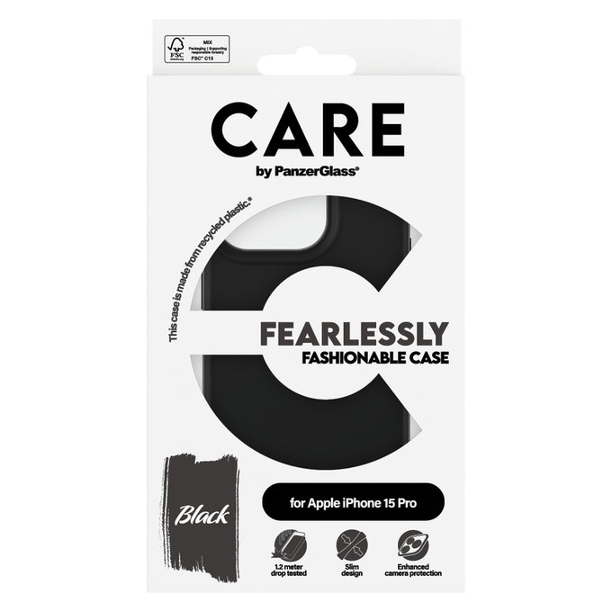 Case Fearlessly for iPhone 15 Pro, Black, PanzerGlass