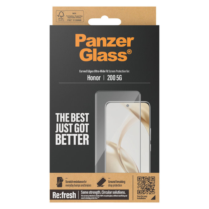 Tempered Glass Re:Fresh UWF for Honor 200, Black, PanzerGlass