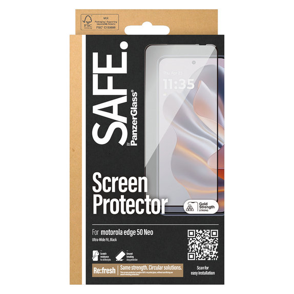 Tempered Glass UWF for Motorola Edge 50 Neo, Black, SAFE by PanzerGlass