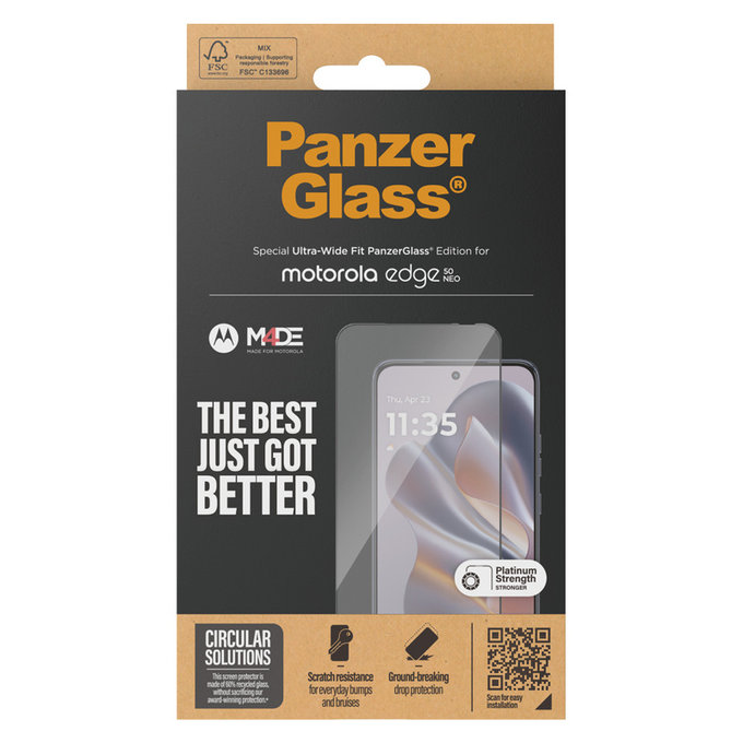 Tempered Glass UWF for Motorola Edge 50 Neo, Black, PanzerGlass