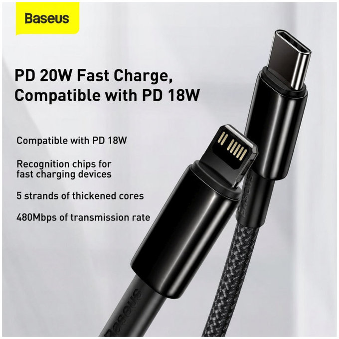 Baseus - Cable Lightning/USB-C, 1.5m, black