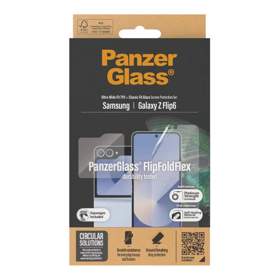 Protective Film UWF and Tempered Glass for Samsung Z Flip6, Clear, PanzerGlass