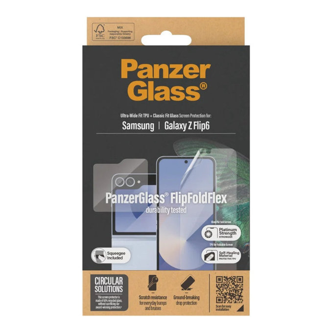 Protective Film UWF and Tempered Glass for Samsung Z Flip6, Clear, PanzerGlass