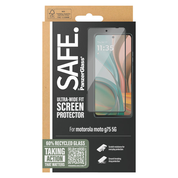 Tempered Glass UWF for Motorola Moto G75 5G, Black, SAFE by PanzerGlass