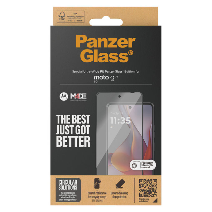 Tempered Glass UWF for Motorola Moto G75 5G, Black, PanzerGlass