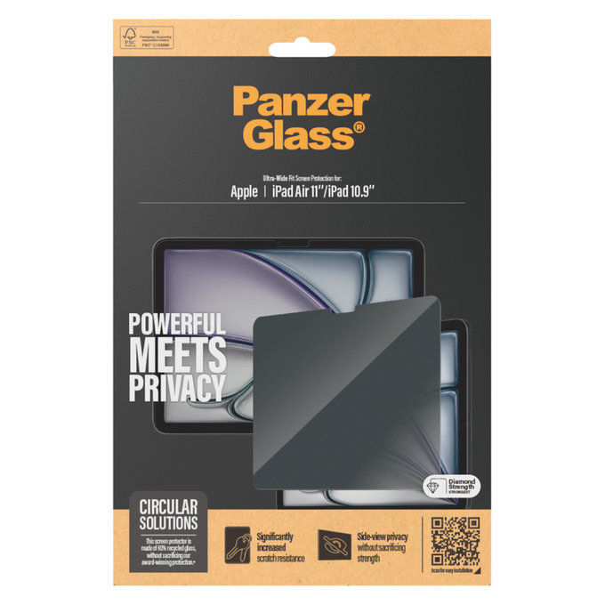 Tempered Glass UWF Privacy for iPad 10,9"/Air 11'', Clear, PanzerGlass