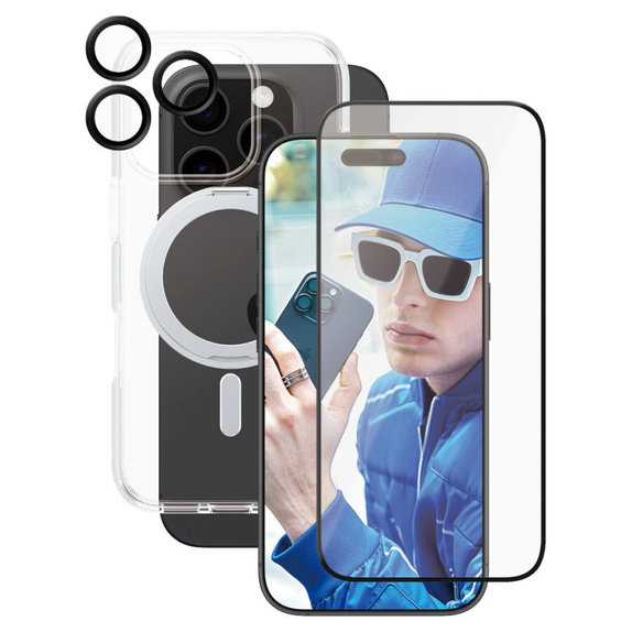 Bundle Hoops Ceramic + UWF Ceramic Tempered Glass + Kickstand Case for iPhone 16 Pro, CARE