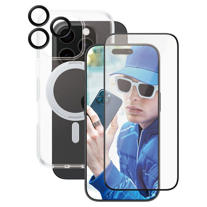 Bundle Hoops Ceramic + UWF Ceramic Tempered Glass + Kickstand Case for iPhone 16 Pro, CARE