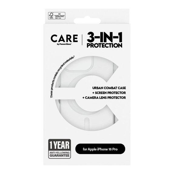 Bundle Hoops + UWF Tempered Glass + Urban Combat Case for iPhone 16 Pro, CARE