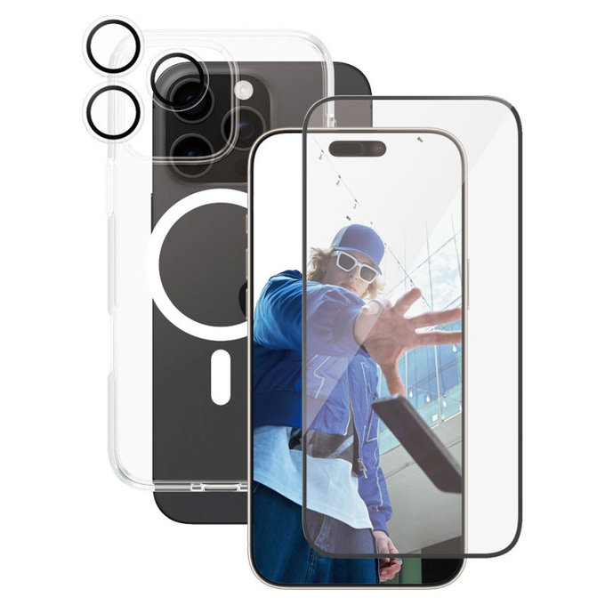 Bundle Hoops + UWF Tempered Glass + Urban Combat Case for iPhone 16 Pro Max, CARE