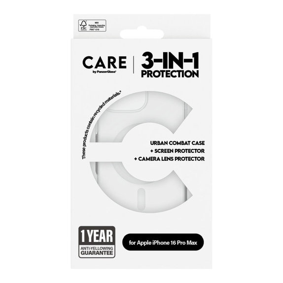 Bundle Hoops + UWF Tempered Glass + Urban Combat Case for iPhone 16 Pro Max, CARE
