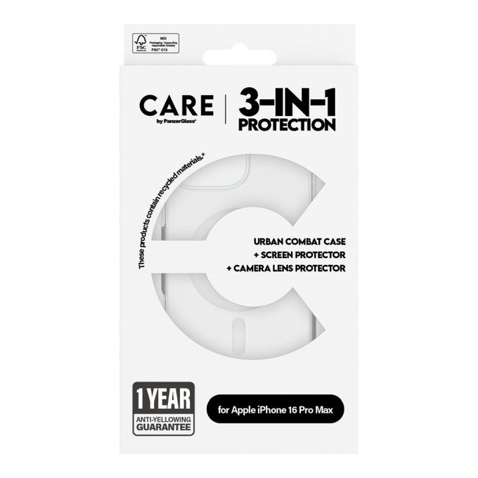 Bundle Hoops + UWF Tempered Glass + Urban Combat Case for iPhone 16 Pro Max, CARE