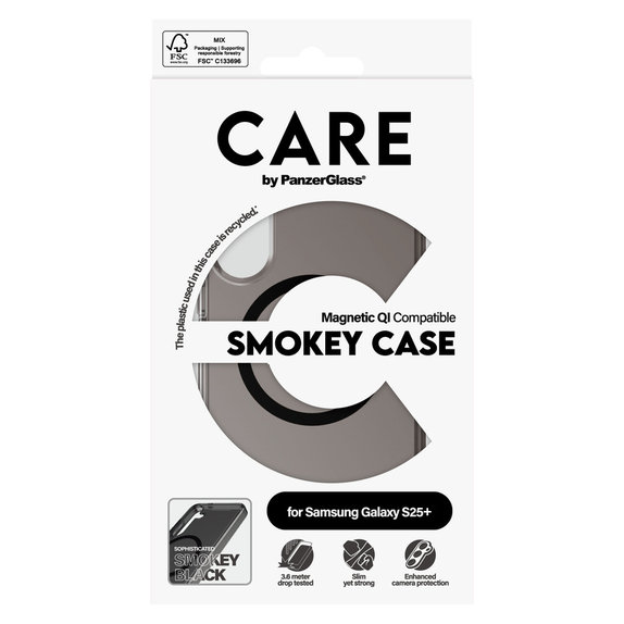 Case Smokey with Black QI for Samsung Galaxy S25+, Black, PanzerGlass