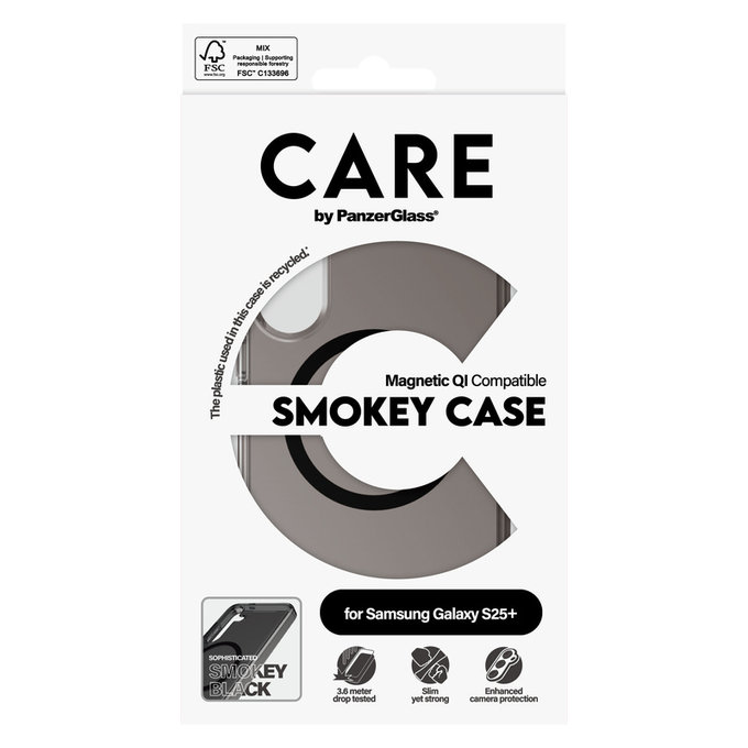 Case Smokey with Black QI for Samsung Galaxy S25+, Black, PanzerGlass