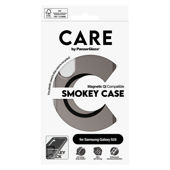 Case Smokey with Black QI for Samsung Galaxy S25, Black, PanzerGlass