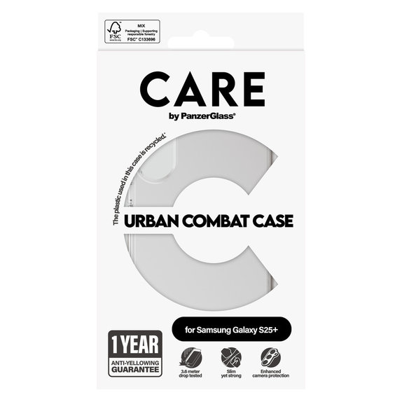 Case Urban Combat for Samsung Galaxy S25+, Transparent, PanzerGlass