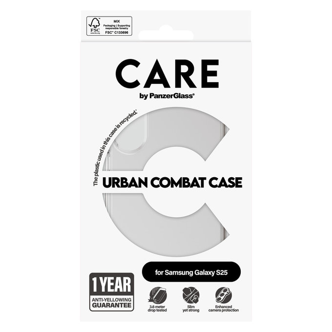 Case Urban Combat for Samsung Galaxy S25, Transparent, PanzerGlass