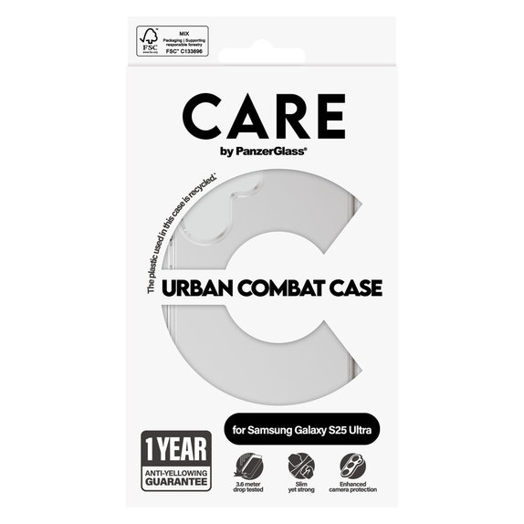 Case Urban Combat for Samsung Galaxy S25 Ultra, Transparent, PanzerGlass