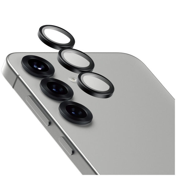 Hoops Ceramic Camera Lens Protector for Samsung S25+, Black, PanzerGlass