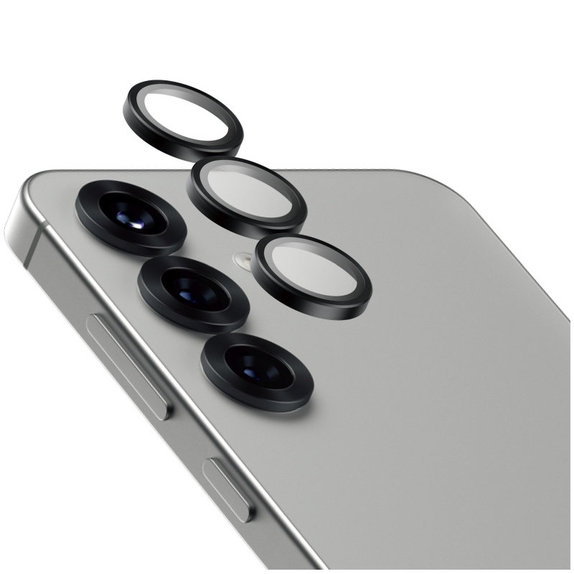 Camera Lens Protector Hoops Ceramic for Samsung S25, Black, PanzerGlass
