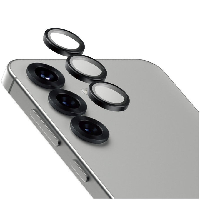 Camera Lens Protector Hoops Ceramic for Samsung S25, Black, PanzerGlass