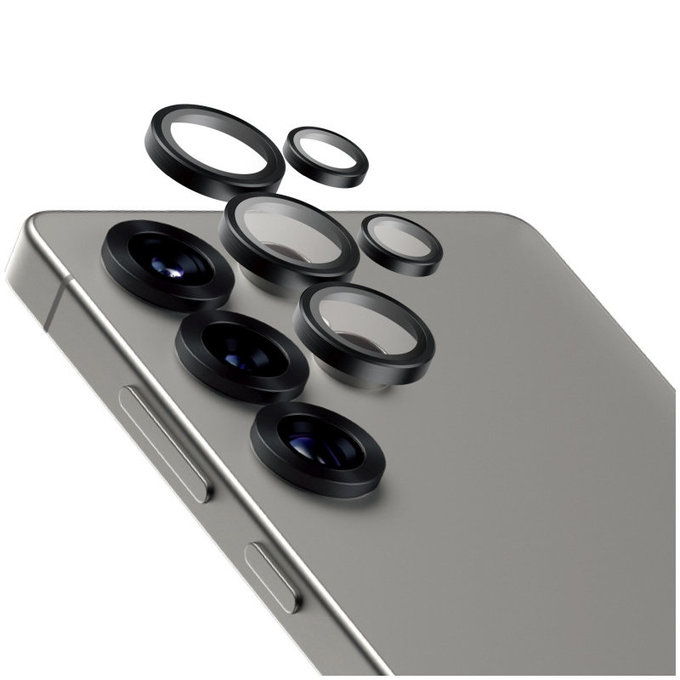 Camera Lens Protector Hoops Ceramic for Samsung S25 Ultra, Black, PanzerGlass