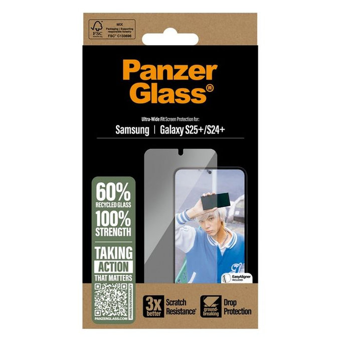 PanzerGlass - Tempered Glass UWF with aplicator for Samsung Galaxy S25+, transparent
