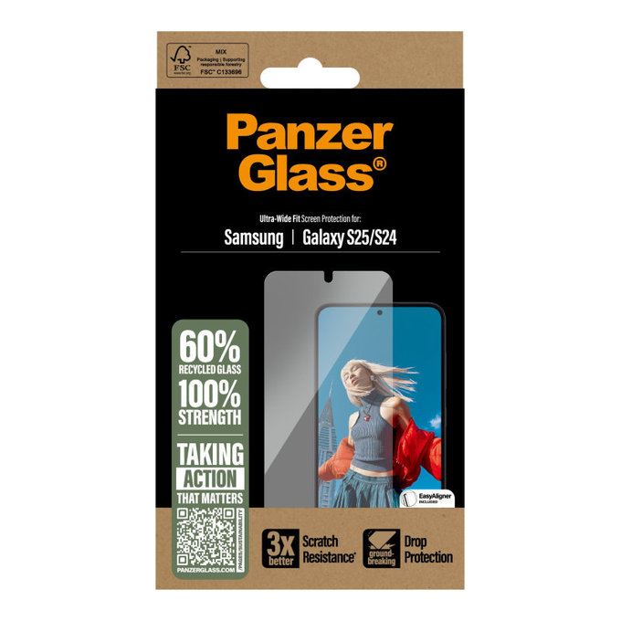 UWF Tempered Glass with Applicator for Samsung S25, Transparent, PanzerGlass