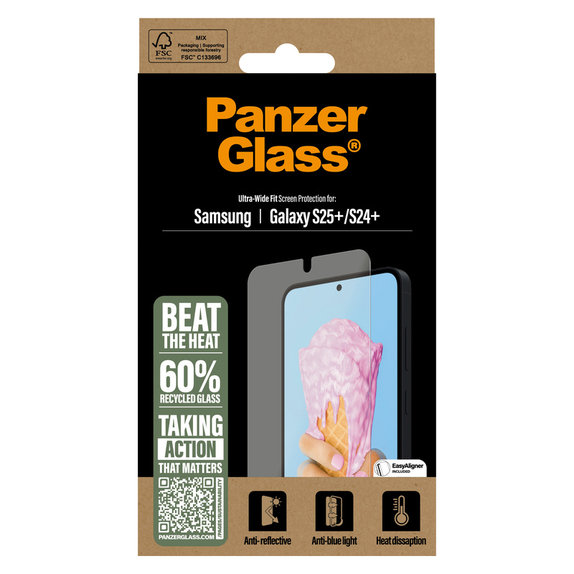 Tempered Glass UWF All-in-One with Applicator for Samsung Galaxy S25+, Clear, PanzerGlass