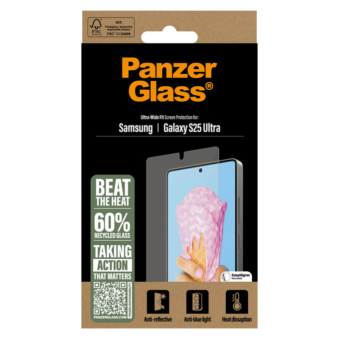 Tempered Glass UWF All-in-One with Applicator for Samsung Galaxy S25 Ultra, Clear, PanzerGlass